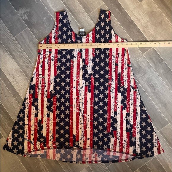 Vintage JOSTAR SHORT TANK DRESS Poly Spandex Stretch Knit RED Patriotic Size XL - Picture 4 of 4